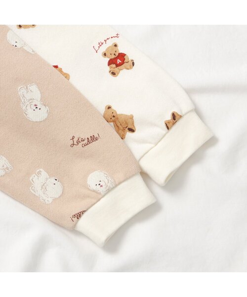 apres les cours（アプレレクール）の「くま・ビションフリーゼ柄裏毛パジャマ（ルームウェア/パジャマ・キッズ・ベージュ/キナリ・80/90/100/110/120/130）」の6枚目の写真