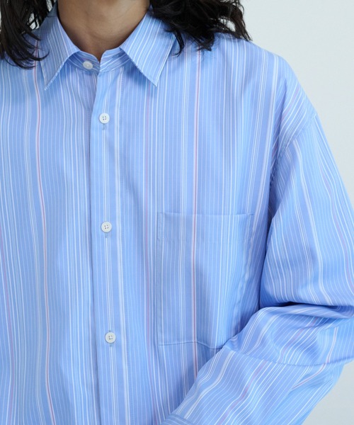 【PUBLIC TOKYO】ストライプシャツ PUBLIC TOKYO（パブリックトウキョウ） シャツ シルキーシアー