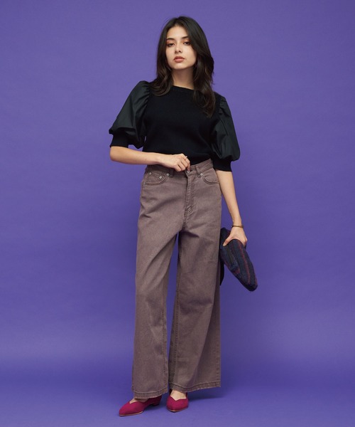 JETSET SOLO PLUS （ジェットセットソロプラス）の「異素材ボリュームスリーブリブニット（ニット/セーター・レディース・イエロー/オフホワイト/ブラック/ブルー・FREE）」の9枚目の写真