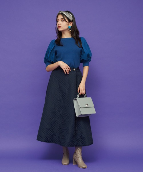 JETSET SOLO PLUS （ジェットセットソロプラス）の「異素材ボリュームスリーブリブニット（ニット/セーター・レディース・イエロー/オフホワイト/ブラック/ブルー・FREE）」の12枚目の写真