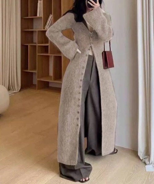 メニーボタン / ニットロングカーディガン