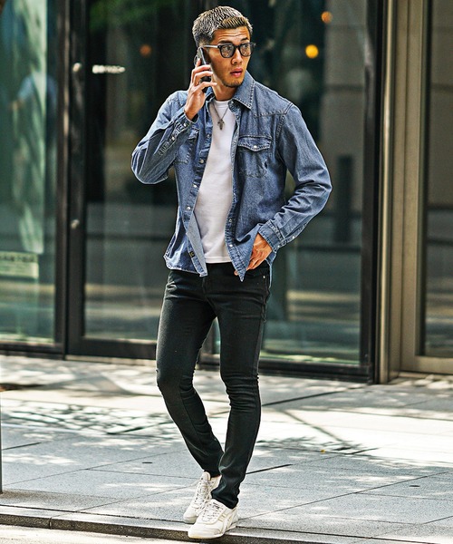 【SOEMDIFF】ワンポイント長袖デニムシャツ メンズ ウエスタンシャツ 冬服（シャツ/ブラウス）｜SOMEDIFF（サムディフ）