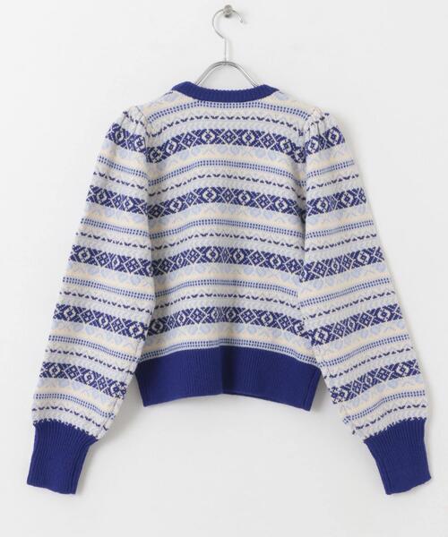 セール】フェアアイル柄パフスリニットプルオーバー（ニット/セーター