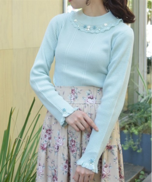 axes femme（アクシーズファム）の「バラボトルネックリブプル