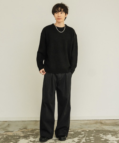 improves(インプローブス)の「畦編み クルーネック ニットセーター(ニット/セーター・メンズ・ワイン/ブルーグレー/ブラック/グレー/ベージュ/ホワイト・LARGE/MEDIUM)」の12枚目の写真