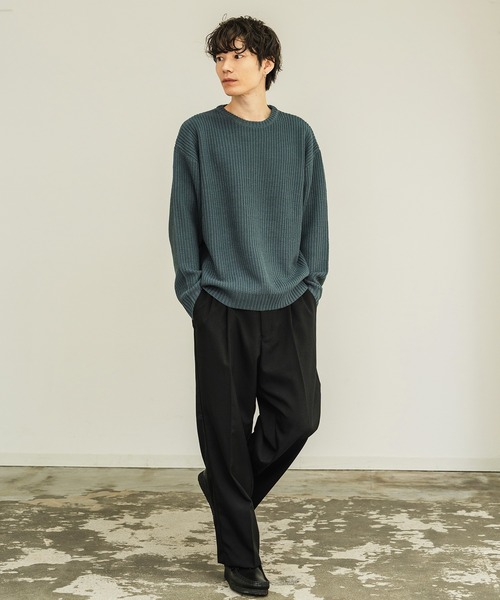 improves(インプローブス)の「畦編み クルーネック ニットセーター(ニット/セーター・メンズ・ワイン/ブルーグレー/ブラック/グレー/ベージュ/ホワイト・LARGE/MEDIUM)」の8枚目の写真