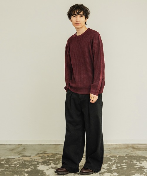 improves(インプローブス)の「畦編み クルーネック ニットセーター(ニット/セーター・メンズ・ワイン/ブルーグレー/ブラック/グレー/ベージュ/ホワイト・LARGE/MEDIUM)」の16枚目の写真
