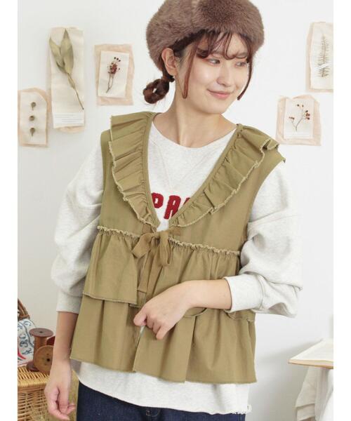 Samansa Mos2（サマンサ モスモス）の「◎フリルティアードベスト（ベスト・レディース・ブラック/ブルー/カーキ・F）」の4枚目の写真