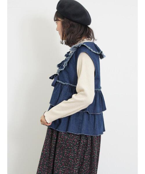 Samansa Mos2（サマンサ モスモス）の「◎フリルティアードベスト（ベスト・レディース・ブラック/ブルー/カーキ・F）」の6枚目の写真