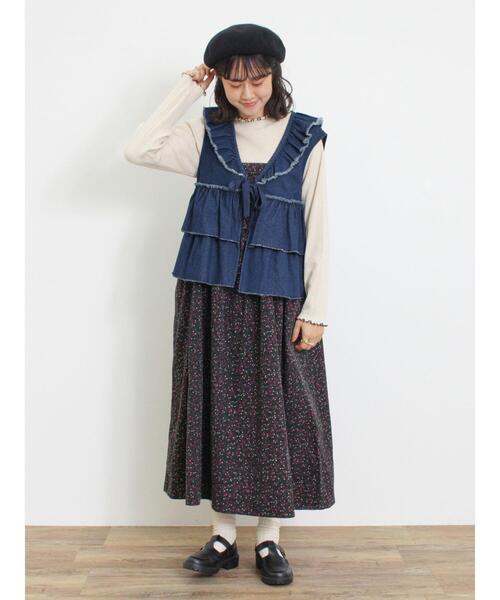 Samansa Mos2（サマンサ モスモス）の「◎フリルティアードベスト（ベスト・レディース・ブラック/ブルー/カーキ・F）」の9枚目の写真