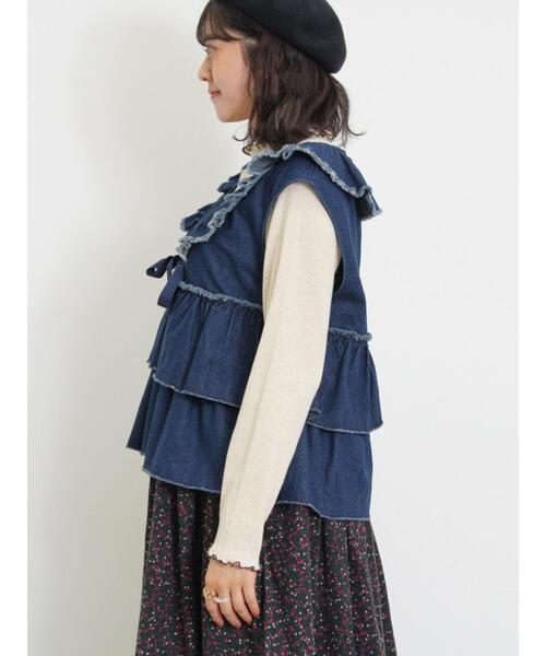 Samansa Mos2（サマンサ モスモス）の「◎フリルティアードベスト（ベスト・レディース・ブラック/ブルー/カーキ・F）」の12枚目の写真