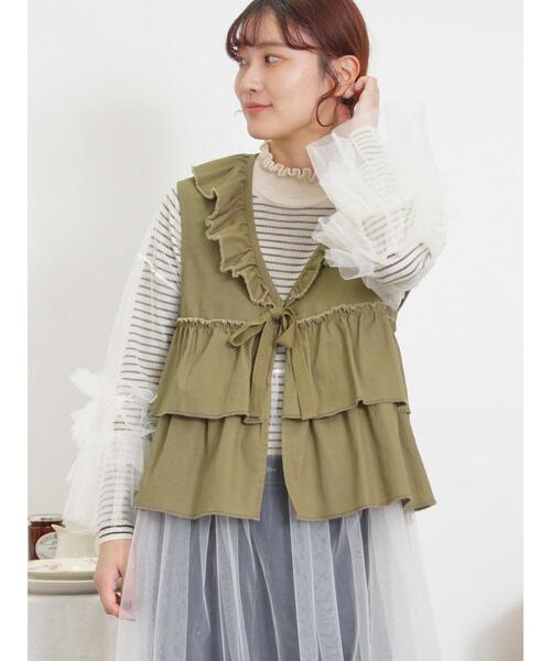 Samansa Mos2（サマンサ モスモス）の「◎フリルティアードベスト（ベスト・レディース・ブラック/ブルー/カーキ・F）」の19枚目の写真