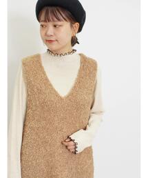 Samansa Mos2 | ファンシーヤーンVネックベスト(ベスト)