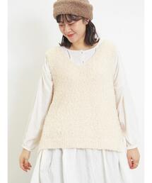 Samansa Mos2 | ファンシーヤーンVネックベスト(ベスト)