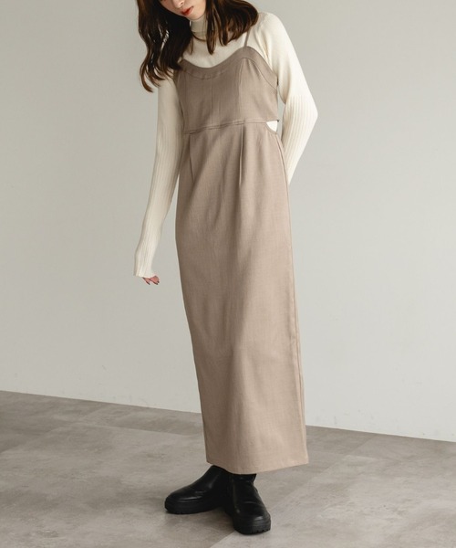 raffime（ラフィミー）の「バックデザインナローキャミワンピース（ワンピース・レディース・ベージュ/ダークブラウン/チャコールグレー・フリー）」の17枚目の写真
