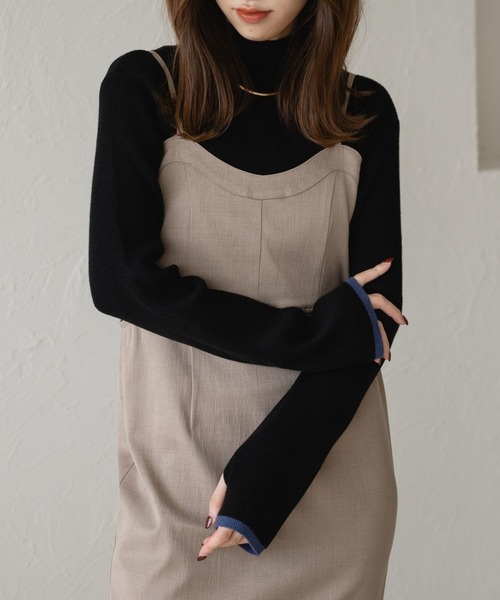 raffime（ラフィミー）の「バックデザインナローキャミワンピース（ワンピース・レディース・ベージュ/ダークブラウン/チャコールグレー・フリー）」の21枚目の写真