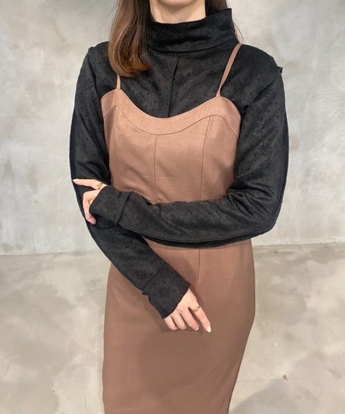 raffime（ラフィミー）の「バックデザインナローキャミワンピース（ワンピース・レディース・ベージュ/ダークブラウン/チャコールグレー・フリー）」の11枚目の写真