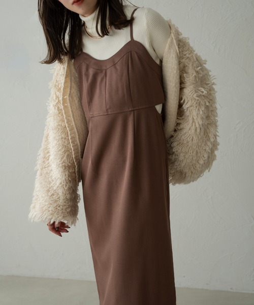 raffime（ラフィミー）の「バックデザインナローキャミワンピース（ワンピース・レディース・ベージュ/ダークブラウン/チャコールグレー・フリー）」の12枚目の写真