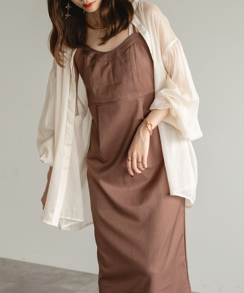 raffime（ラフィミー）の「バックデザインナローキャミワンピース（ワンピース・レディース・ベージュ/ダークブラウン/チャコールグレー・フリー）」の13枚目の写真