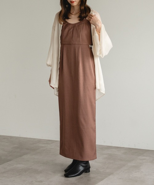 raffime（ラフィミー）の「バックデザインナローキャミワンピース（ワンピース・レディース・ベージュ/ダークブラウン/チャコールグレー・フリー）」の15枚目の写真