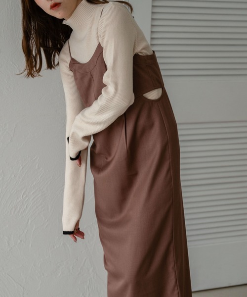 raffime（ラフィミー）の「バックデザインナローキャミワンピース（ワンピース・レディース・ベージュ/ダークブラウン/チャコールグレー・フリー）」の16枚目の写真