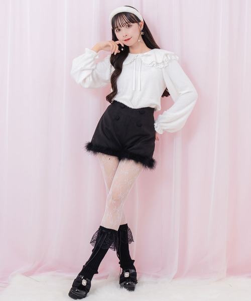 Honey Cinnamon（ハニーシナモン）の「裾フェザーハイウエストショートパンツ（その他パンツ・レディース・ホワイト/ブラック・FREE）」の10枚目の写真