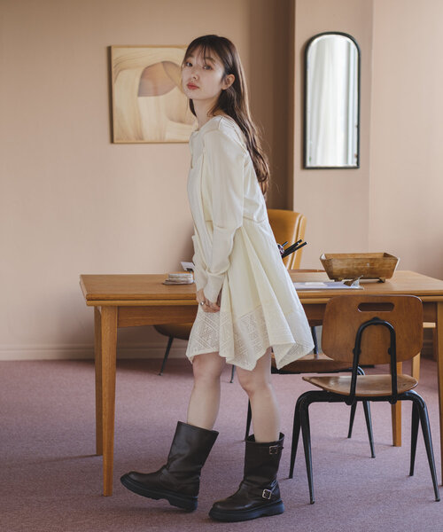 セール】【前後2way】チュールベロアプルオーバー（Tシャツ/カットソー