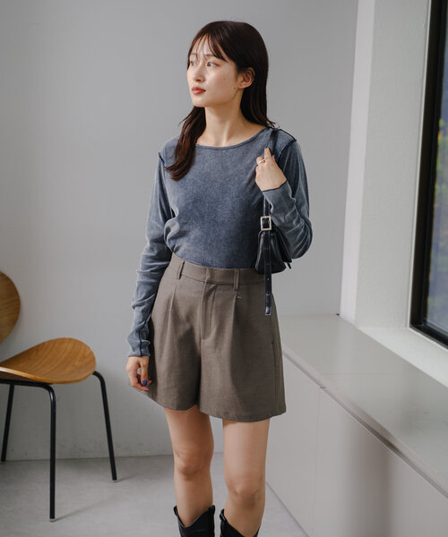 Kastane(カスタネ)の「【前後2way】チュールベロアプルオーバー(Tシャツ/カットソー・レディース・ブルー/アイボリー/ブラック/ブラウン・FREE)」の14枚目の写真