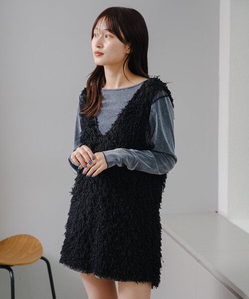 Kastane チュールレイヤードベアドレス　ブラック Kastane チュールレイヤードベアドレス ブラック Kastane チュール