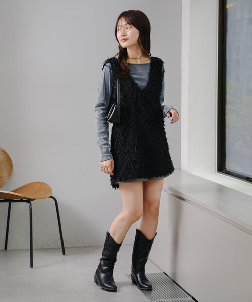 Kastane（カスタネ）の「【前後2way】チュールベロアプルオーバー（T