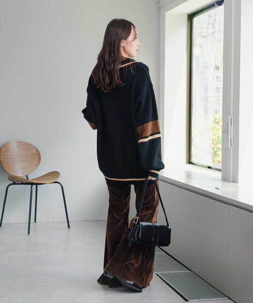 セール】【4色展開】スキッパーラインニットプルオーバー（ニット