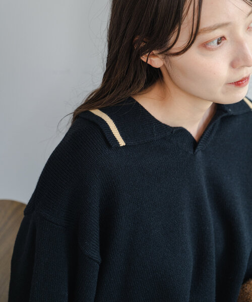 Kastane（カスタネ）の「【4色展開】スキッパーラインニットプルオーバー（ニット/セーター・レディース・ベージュ/ブラック/アイボリー/チャコールグレー・FREE）」の20枚目の写真