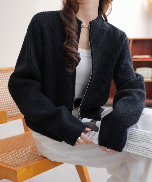 セール】風合いを、楽しむ。クルーネックダブルジップカーディガン