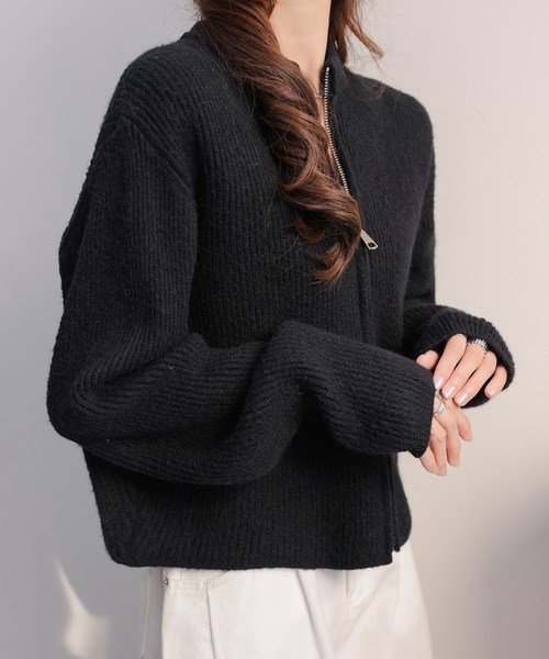 セール】風合いを、楽しむ。クルーネックダブルジップカーディガン