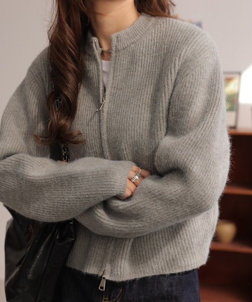 セール】風合いを、楽しむ。クルーネックダブルジップカーディガン