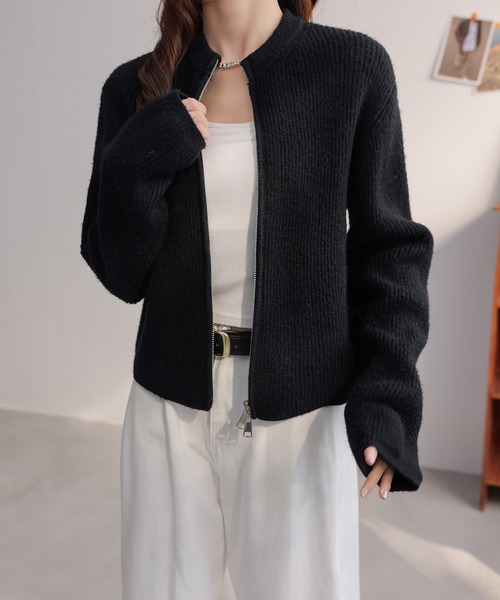 セール】風合いを、楽しむ。クルーネックダブルジップカーディガン