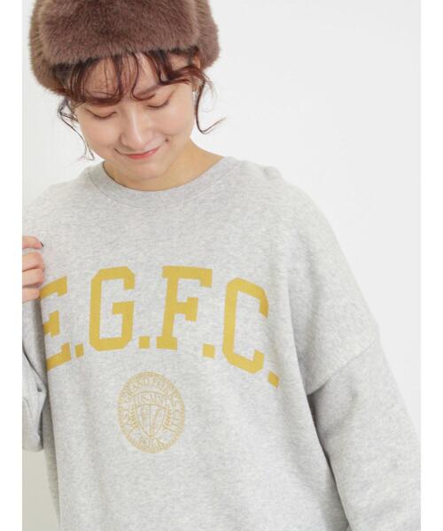 Samansa Mos2（サマンサ モスモス）の「飛び裏毛ロゴプリントゆるスウェット（Tシャツ/カットソー・レディース・ブラウン/ベージュ/ネイビー/グレー・F）」の2枚目の写真