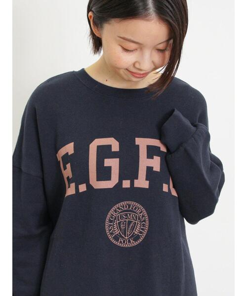 Samansa Mos2（サマンサ モスモス）の「飛び裏毛ロゴプリントゆるスウェット（Tシャツ/カットソー・レディース・ブラウン/ベージュ/ネイビー/グレー・F）」の11枚目の写真