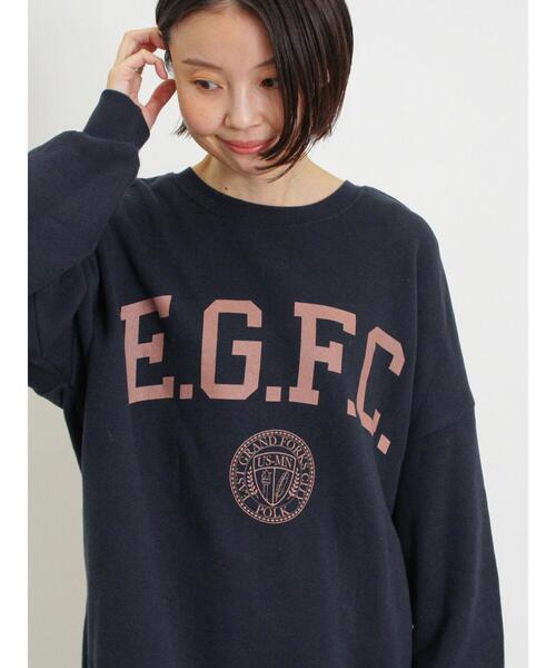 Samansa Mos2（サマンサ モスモス）の「飛び裏毛ロゴプリントゆるスウェット（Tシャツ/カットソー・レディース・ブラウン/ベージュ/ネイビー/グレー・F）」の9枚目の写真