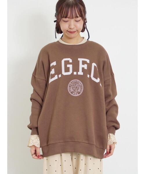 Samansa Mos2（サマンサ モスモス）の「飛び裏毛ロゴプリントゆるスウェット（Tシャツ/カットソー・レディース・ブラウン/ベージュ/ネイビー/グレー・F）」の16枚目の写真