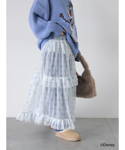 ehka sopo（エヘカソポ）の「【Disney】アナと雪の女王/シアーフリルスカート（スカート・レディース・サックスブルー/オフホワイト・F）」の3枚目の写真
