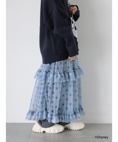ehka sopo（エヘカソポ）の「【Disney】アナと雪の女王/シアーフリルスカート（スカート・レディース・サックスブルー/オフホワイト・F）」の4枚目の写真