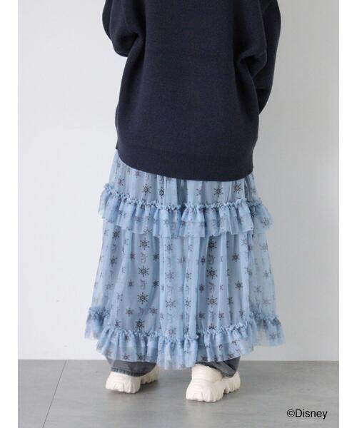 ehka sopo（エヘカソポ）の「【Disney】アナと雪の女王/シアーフリルスカート（スカート・レディース・サックスブルー/オフホワイト・F）」の5枚目の写真