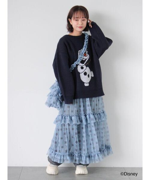 ehka sopo（エヘカソポ）の「【Disney】アナと雪の女王/シアーフリルスカート（スカート・レディース・サックスブルー/オフホワイト・F）」の7枚目の写真