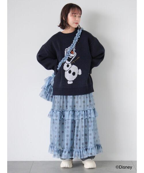 ehka sopo（エヘカソポ）の「【Disney】アナと雪の女王/シアーフリルスカート（スカート・レディース・サックスブルー/オフホワイト・F）」の8枚目の写真