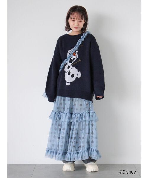 ehka sopo（エヘカソポ）の「【Disney】アナと雪の女王/シアーフリルスカート（スカート・レディース・サックスブルー/オフホワイト・F）」の9枚目の写真