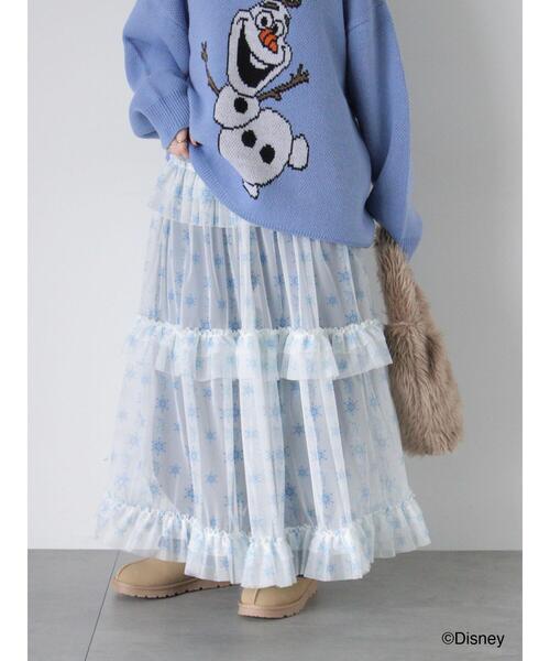 ehka sopo（エヘカソポ）の「【Disney】アナと雪の女王/シアーフリルスカート（スカート・レディース・サックスブルー/オフホワイト・F）」の12枚目の写真