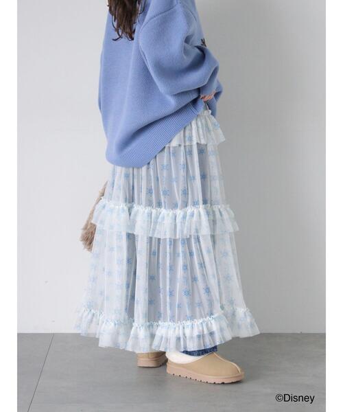 ehka sopo（エヘカソポ）の「【Disney】アナと雪の女王/シアーフリルスカート（スカート・レディース・サックスブルー/オフホワイト・F）」の13枚目の写真