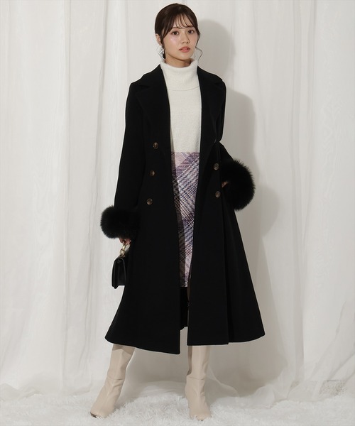 WILLSELECTION（ウィルセレクション）の「FOXファー付きウールコート（その他アウター・レディース・ラベンダー/ピンク/ブラウン/ブラック・FREE）」の2枚目の写真