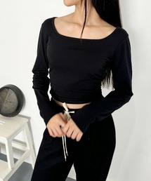 スクエアネック スリムフィット tシャツ レディース